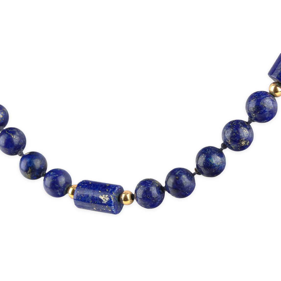 Yellow Gold & Lapis Lazuli Bead Necklace