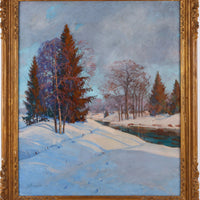 Basil Poustochkine - Winter Landscape - Oil on Canvas