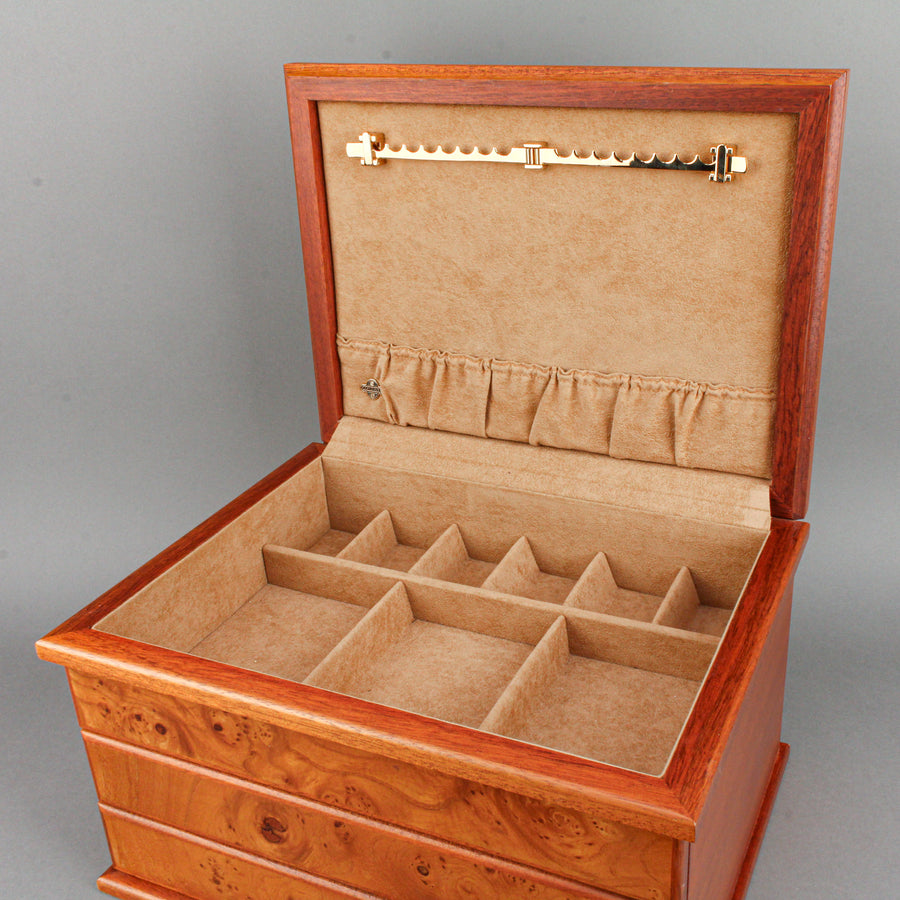 AGRESTI 3-Drawer Briar Wood Jewelry Chest