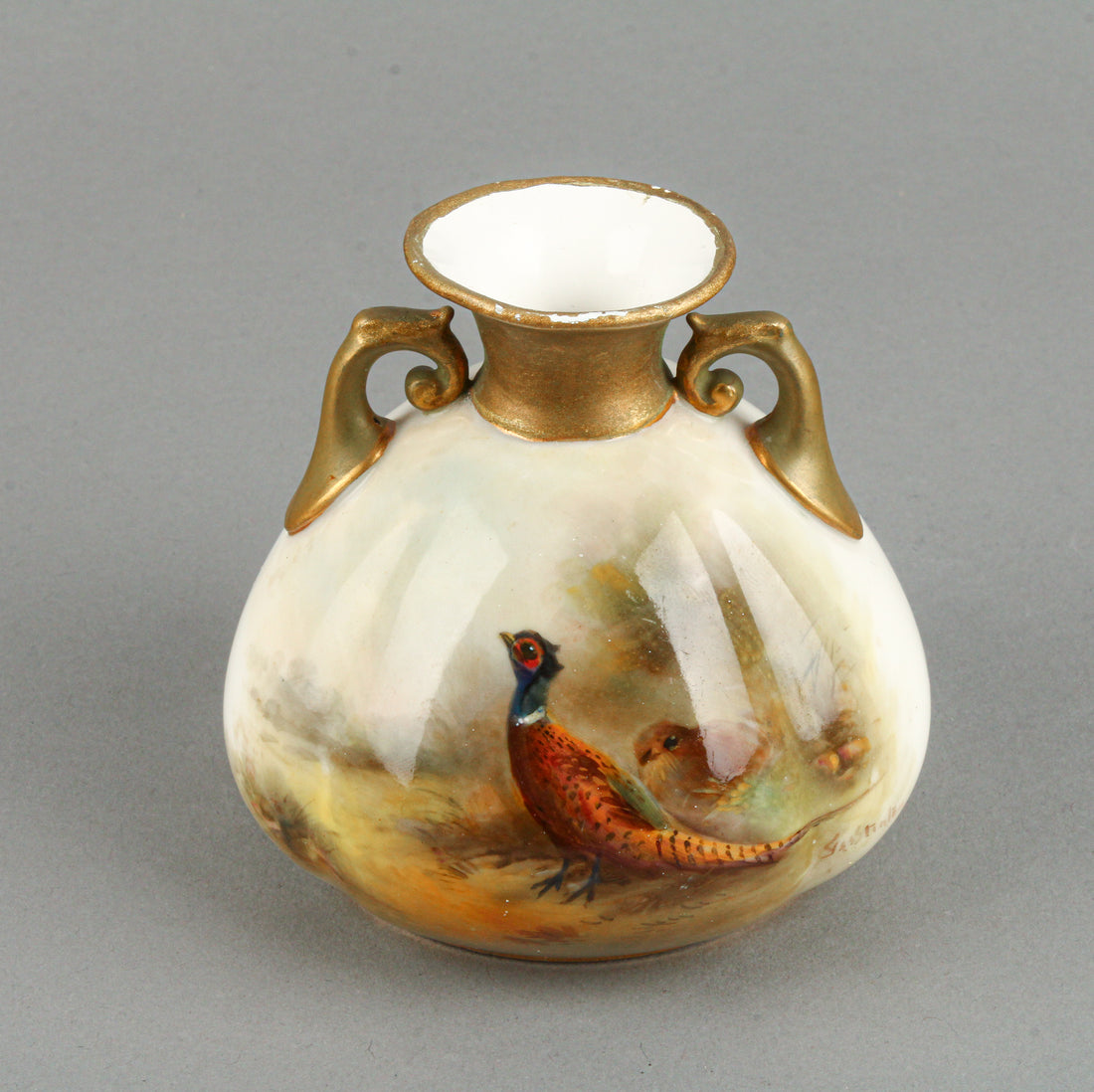 ROYAL WORCESTER James Stinton Pheasant Vase