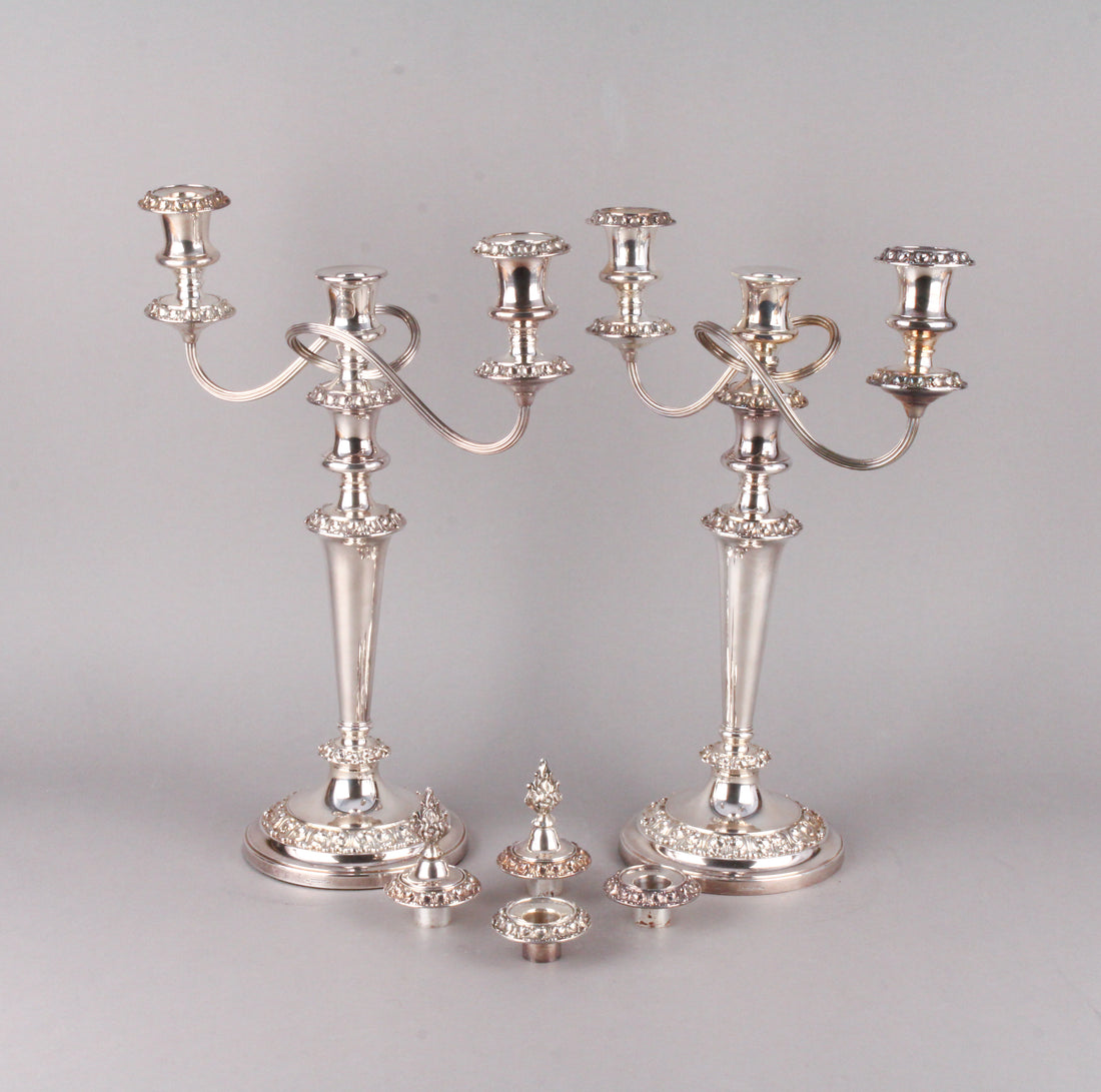CHARLES HOWARD COLLINS Pair of Silverplate 3-Light Candelabra