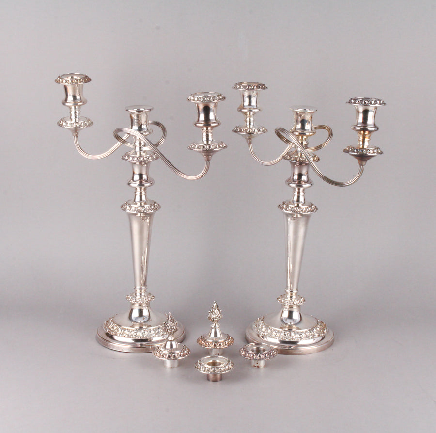 CHARLES HOWARD COLLINS Pair of Silverplate 3-Light Candelabra