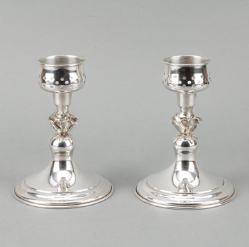 BARROWCLIFT SILVERCRAFT Sterling Silver Rose Candlesticks - Set of 2